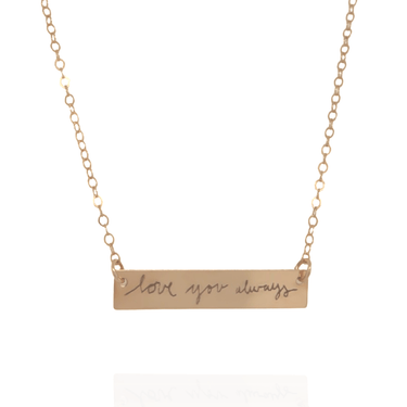 Gold Personalized Handwriting Bar Necklace
